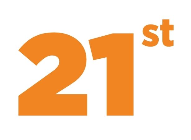 Orange text reading '21st.'
