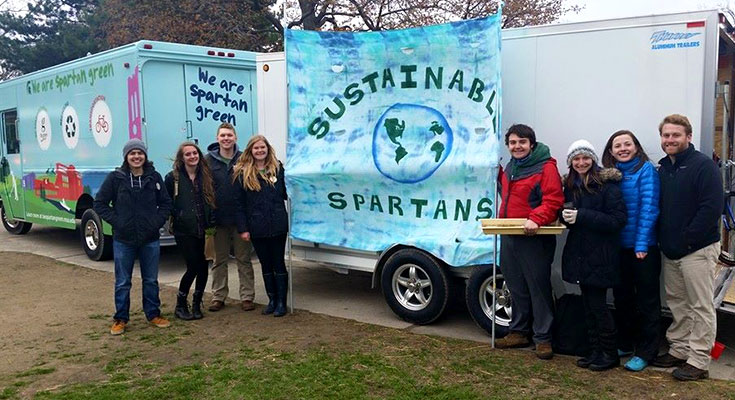 A photo of the Sustainable Spartans at the group's annual Earth Day at The MSU Rock event.